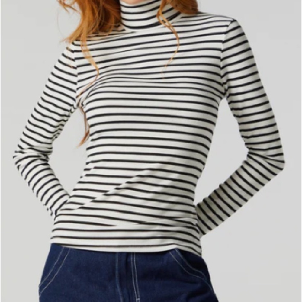 Black and white turtleneck